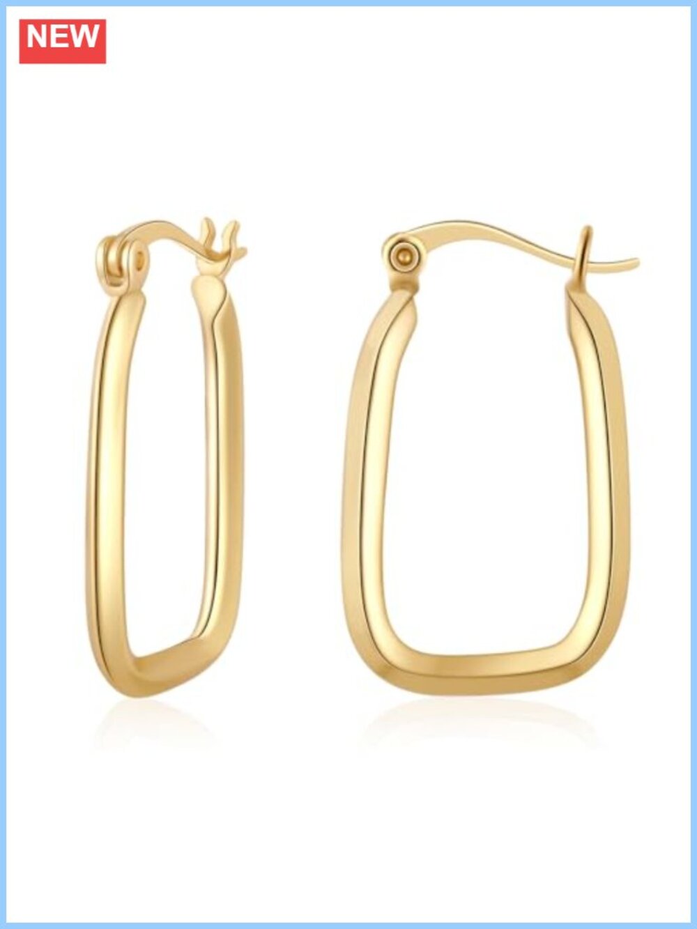 Hypoallergenic Chunky Rectangle Hoop Earrings for Women Lightweight